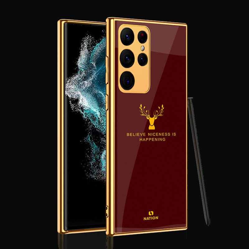 Samsung Galaxy S22 Ultra 5G Cover- Nice Series - Premium Electroplated Infinity Ultra Shine Glass Soft Silicon Borders Case (Fast Delivery)
