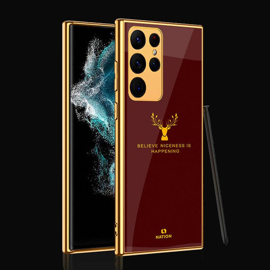 Samsung Galaxy S22 Ultra 5G Cover- Nice Series - Premium Electroplated Infinity Ultra Shine Glass Soft Silicon Borders Case (Fast Delivery)