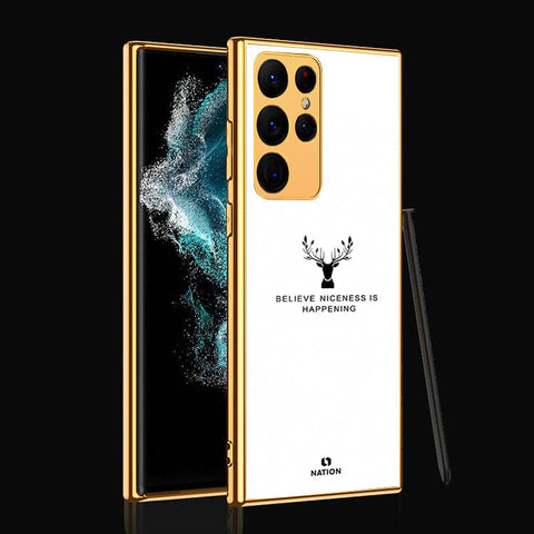 Samsung Galaxy S22 Ultra 5G Cover- Nice Series - D231 - Premium Electroplated Infinity Ultra Shine Glass Soft Silicon Borders Case ( Fast Delivery )