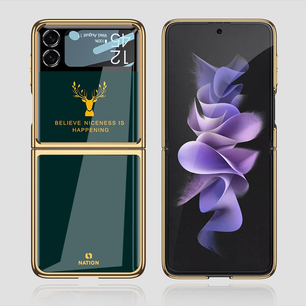 Samsung Galaxy Z Flip 3 5G Cover - Nice Series - Premium Electroplated Infinity Ultra Shine Glass Soft Silicon Borders Case
