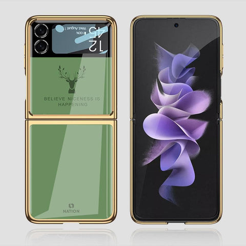 Samsung Galaxy Z Flip 3 5G Cover - Nice Series - Premium Electroplated Infinity Ultra Shine Glass Soft Silicon Borders Case