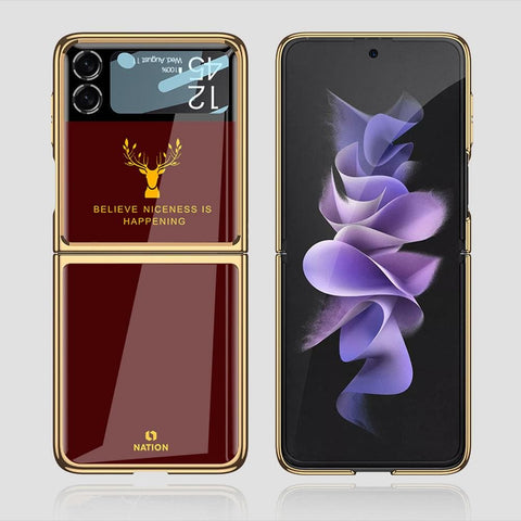 Samsung Galaxy Z Flip 3 5G Cover - Nice Series - Premium Electroplated Infinity Ultra Shine Glass Soft Silicon Borders Case