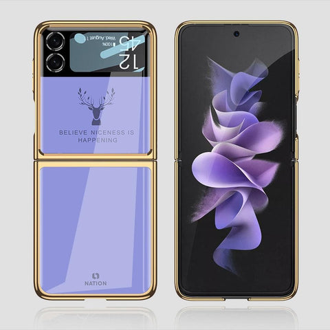 Samsung Galaxy Z Flip 3 5G Cover - Nice Series - Premium Electroplated Infinity Ultra Shine Glass Soft Silicon Borders Case