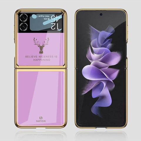 Samsung Galaxy Z Flip 3 5G Cover - Nice Series - Premium Electroplated Infinity Ultra Shine Glass Soft Silicon Borders Case