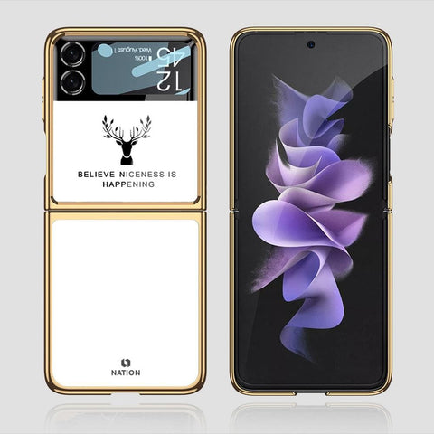 Samsung Galaxy Z Flip 3 5G Cover - Nice Series - Premium Electroplated Infinity Ultra Shine Glass Soft Silicon Borders Case