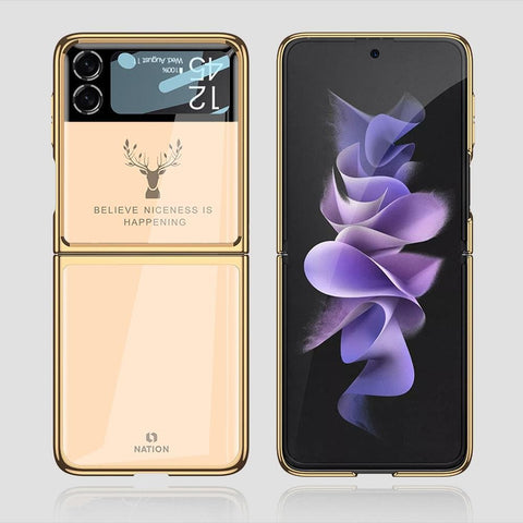 Samsung Galaxy Z Flip 3 5G Cover - Nice Series - Premium Electroplated Infinity Ultra Shine Glass Soft Silicon Borders Case