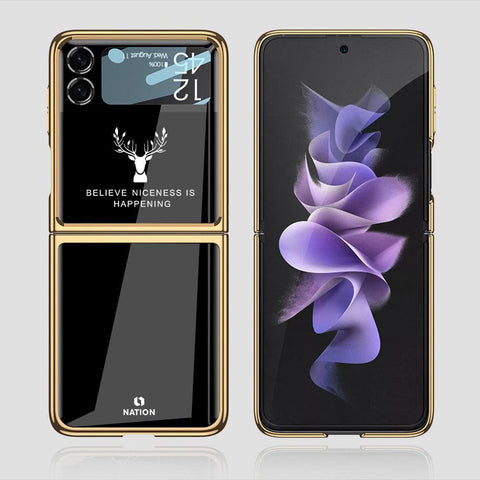 Samsung Galaxy Z Flip 3 5G Cover - Nice Series - Premium Electroplated Infinity Ultra Shine Glass Soft Silicon Borders Case
