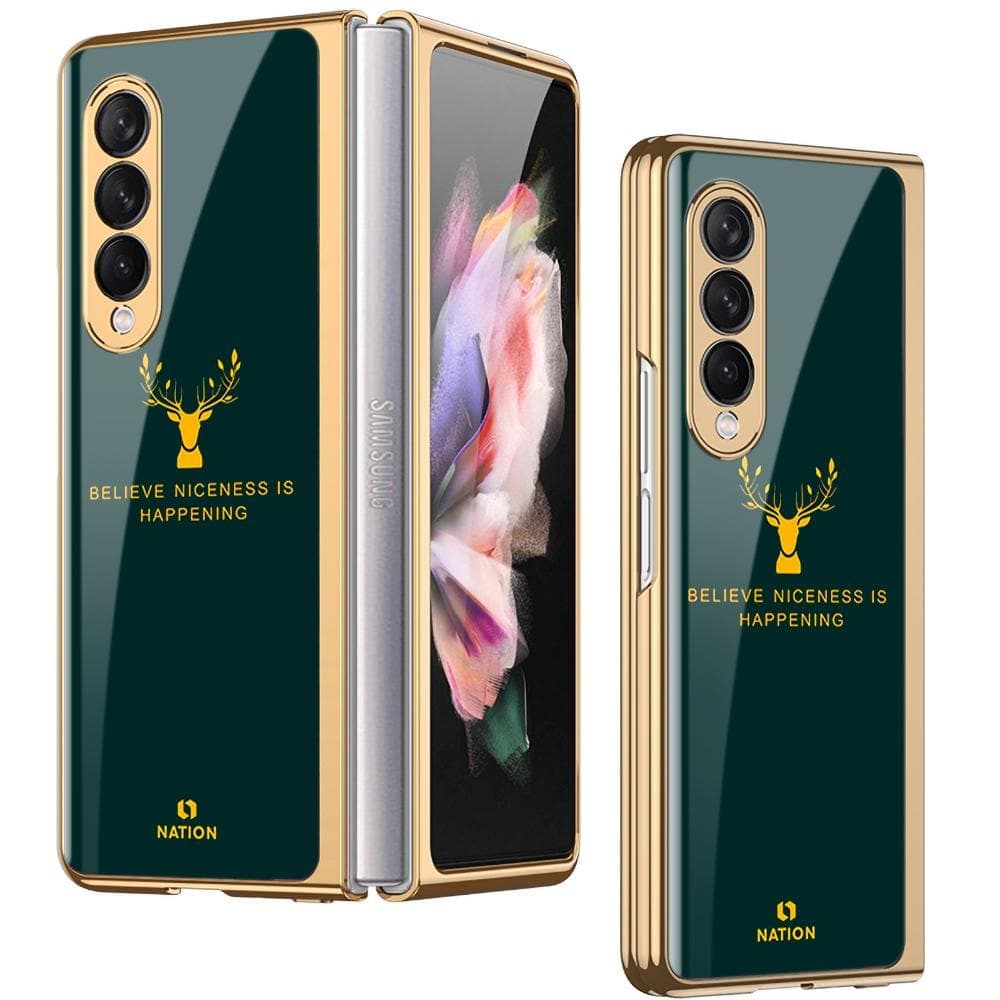 Samsung Galaxy Z Fold 3 5G Cover - Nice Series - Premium Electroplated Infinity Ultra Shine Glass Soft Silicon Borders Case