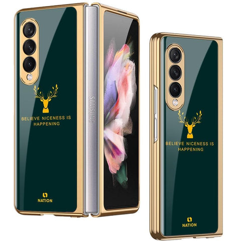Samsung Galaxy Z Fold 3 5G Cover - Nice Series - Premium Electroplated Infinity Ultra Shine Glass Soft Silicon Borders Case