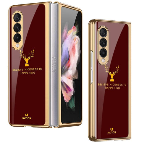 Samsung Galaxy Z Fold 3 5G Cover - Nice Series - Premium Electroplated Infinity Ultra Shine Glass Soft Silicon Borders Case