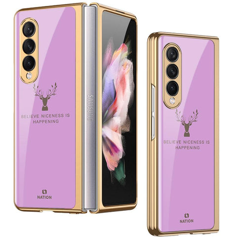 Samsung Galaxy Z Fold 3 5G Cover - Nice Series - Premium Electroplated Infinity Ultra Shine Glass Soft Silicon Borders Case