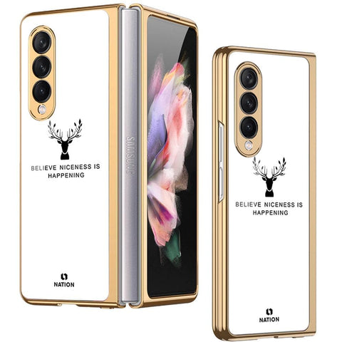 Samsung Galaxy Z Fold 3 5G Cover - Nice Series - Premium Electroplated Infinity Ultra Shine Glass Soft Silicon Borders Case