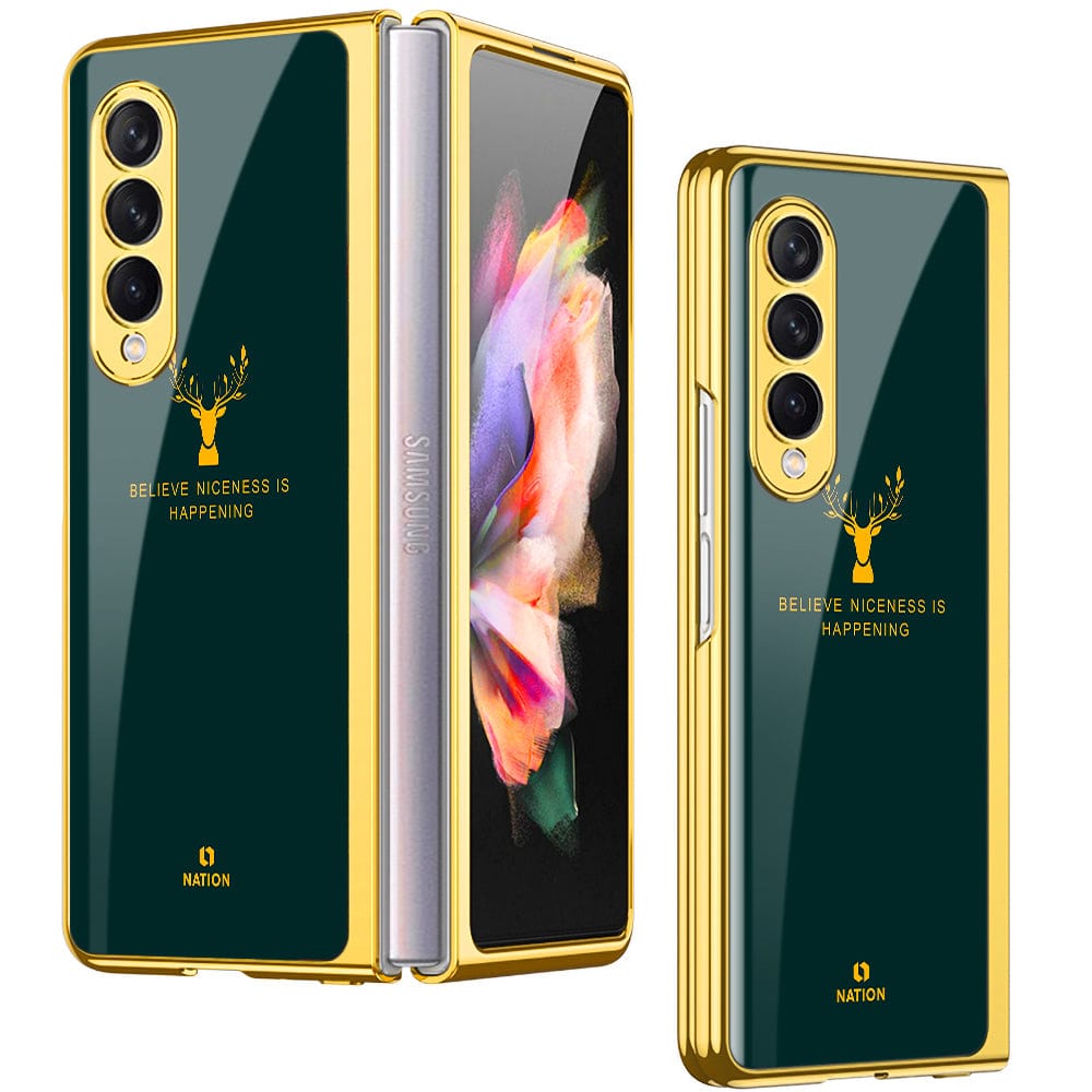 Samsung Galaxy Z Fold 4 5G Cover- Nice Series - Premium Electroplated Infinity Ultra Shine Glass Soft Silicon Borders Case