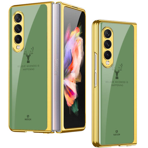 Samsung Galaxy Z Fold 4 5G Cover- Nice Series - Premium Electroplated Infinity Ultra Shine Glass Soft Silicon Borders Case
