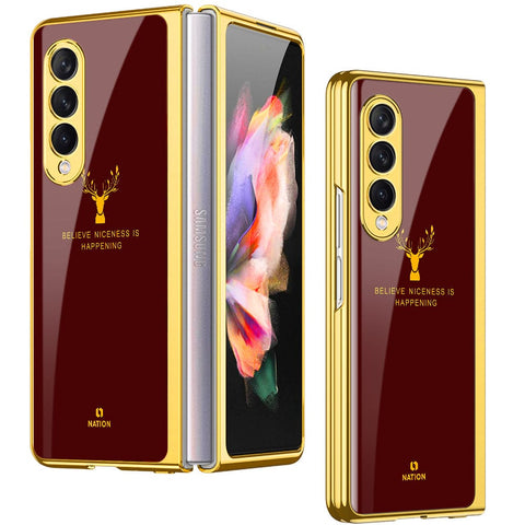 Samsung Galaxy Z Fold 4 5G Cover- Nice Series - Premium Electroplated Infinity Ultra Shine Glass Soft Silicon Borders Case
