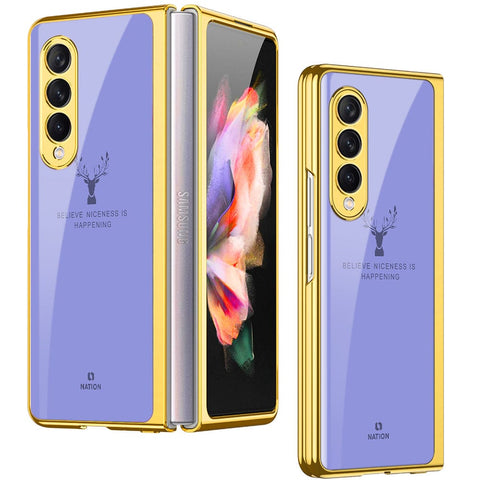Samsung Galaxy Z Fold 4 5G Cover- Nice Series - Premium Electroplated Infinity Ultra Shine Glass Soft Silicon Borders Case