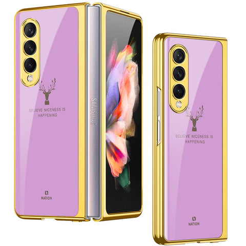 Samsung Galaxy Z Fold 4 5G Cover- Nice Series - Premium Electroplated Infinity Ultra Shine Glass Soft Silicon Borders Case