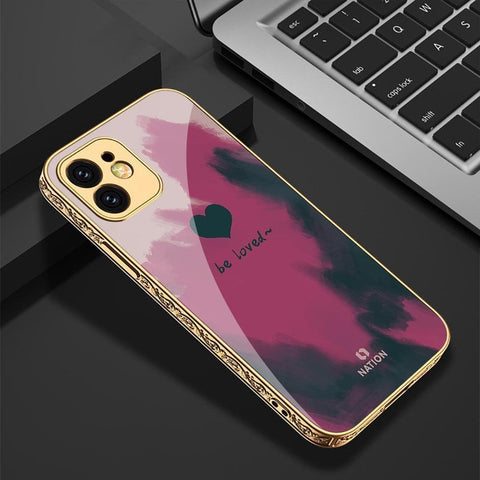 iPhone 12 Cover - Onation Heart Series - HQ Ultra Shine Premium Infinity Glass Soft Silicon Borders Case