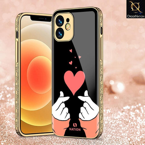 iPhone 11 Cover - Onation Heart Series - HQ Ultra Shine Premium Infinity Glass Soft Silicon Borders Case
