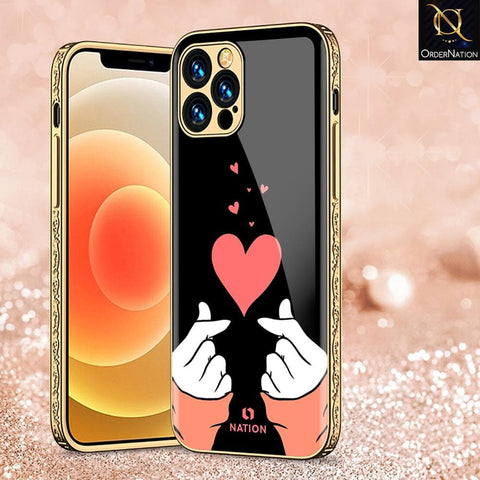 iPhone 12 Pro Max Cover - Onation Heart Series - HQ Ultra Shine Premium Infinity Glass Soft Silicon Borders Case