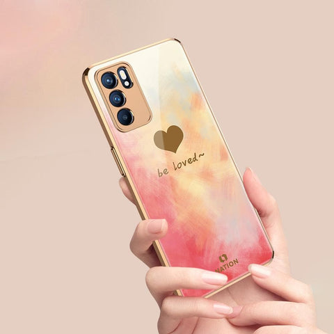 Oppo Reno 6 Pro 5G Cover - ONation Heart Series - Premium Electroplated Infinity Ultra Shine Glass Soft Silicon Borders Case