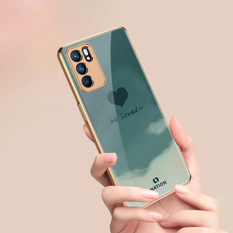 Oppo Reno 6 Pro 5G Cover - ONation Heart Series - Premium Electroplated Infinity Ultra Shine Glass Soft Silicon Borders Case