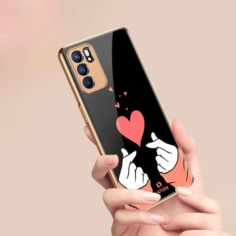 Oppo Reno 6 Pro 5G Cover - ONation Heart Series - Premium Electroplated Infinity Ultra Shine Glass Soft Silicon Borders Case