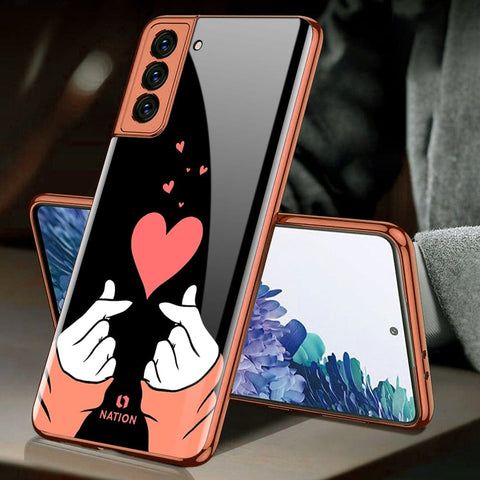 Samsung Galaxy S21 Plus 5G Cover - Onation Heart Series - HQ Ultra Shine Premium Infinity Glass Soft Silicon Borders Case