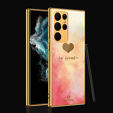 Samsung Galaxy S22 Ultra 5G Cover- Onation Heart Series - Premium Electroplated Infinity Ultra Shine Glass Soft Silicon Borders Case