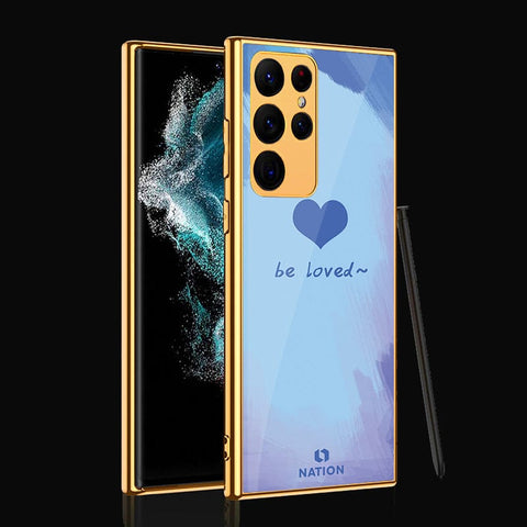 Samsung Galaxy S22 Ultra 5G Cover- Onation Heart Series - Premium Electroplated Infinity Ultra Shine Glass Soft Silicon Borders Case