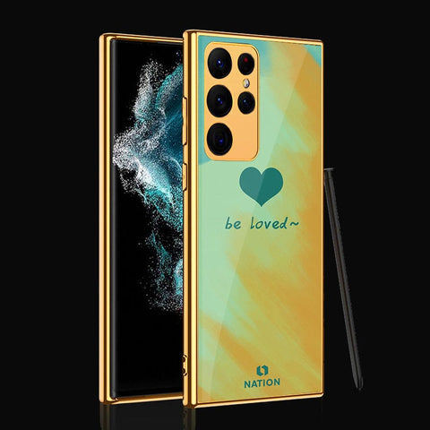 Samsung Galaxy S22 Ultra 5G Cover- Onation Heart Series - Premium Electroplated Infinity Ultra Shine Glass Soft Silicon Borders Case