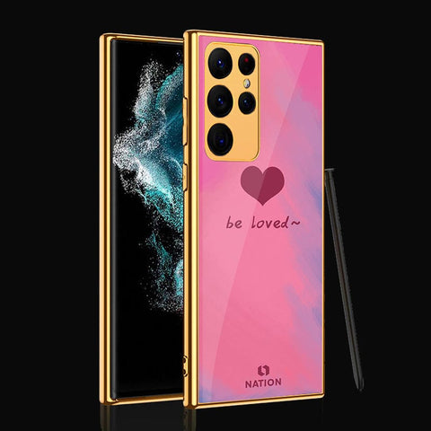 Samsung Galaxy S22 Ultra 5G Cover- Onation Heart Series - Premium Electroplated Infinity Ultra Shine Glass Soft Silicon Borders Case