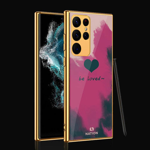 Samsung Galaxy S22 Ultra 5G Cover- Onation Heart Series - Premium Electroplated Infinity Ultra Shine Glass Soft Silicon Borders Case