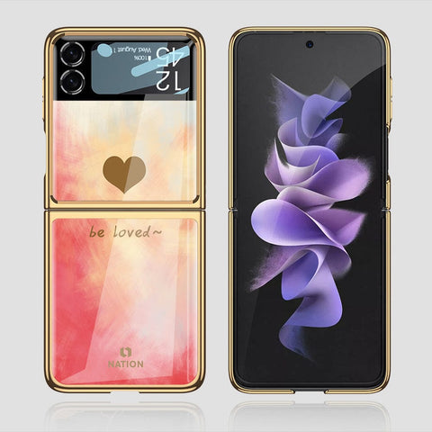 Samsung Galaxy Z Flip 3 5G Cover - Onation Heart Series - Premium Electroplated Infinity Ultra Shine Glass Soft Silicon Borders Case