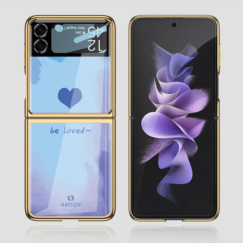 Samsung Galaxy Z Flip 3 5G Cover - Onation Heart Series - Premium Electroplated Infinity Ultra Shine Glass Soft Silicon Borders Case