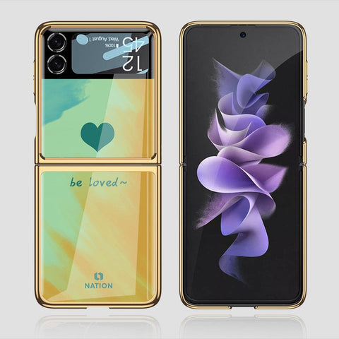 Samsung Galaxy Z Flip 3 5G Cover - Onation Heart Series - Premium Electroplated Infinity Ultra Shine Glass Soft Silicon Borders Case