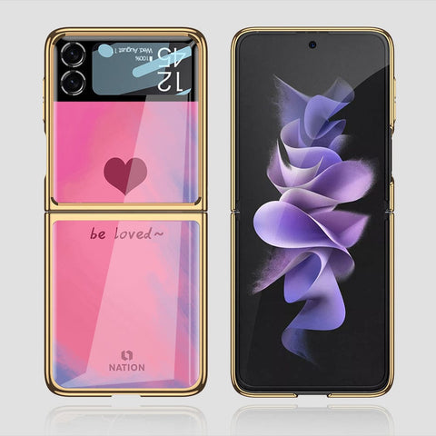 Samsung Galaxy Z Flip 3 5G Cover - Onation Heart Series - Premium Electroplated Infinity Ultra Shine Glass Soft Silicon Borders Case