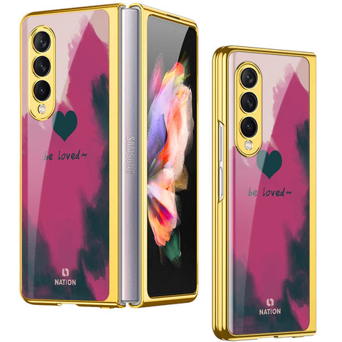 Samsung Galaxy Z Fold 4 5G Cover- Onation Heart Series - Premium Electroplated Infinity Ultra Shine Glass Soft Silicon Borders Case