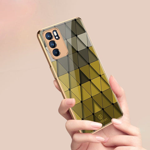 Oppo Reno 6 Pro 5G Cover - ONation Pyramid Series - Premium Electroplated Infinity Ultra Shine Glass Soft Silicon Borders Case