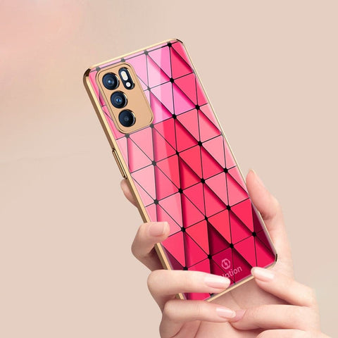 Oppo Reno 6 Pro 5G Cover - ONation Pyramid Series - Premium Electroplated Infinity Ultra Shine Glass Soft Silicon Borders Case