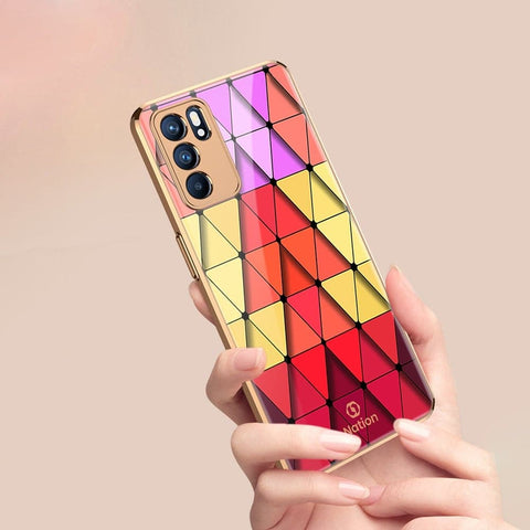 Oppo Reno 6 Pro 5G Cover - ONation Pyramid Series - Premium Electroplated Infinity Ultra Shine Glass Soft Silicon Borders Case