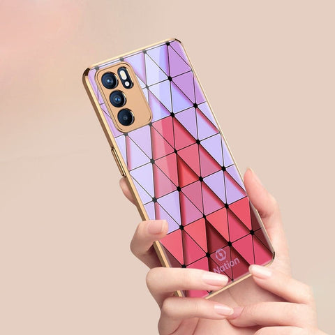 Oppo Reno 6 Pro 5G Cover - ONation Pyramid Series - Premium Electroplated Infinity Ultra Shine Glass Soft Silicon Borders Case