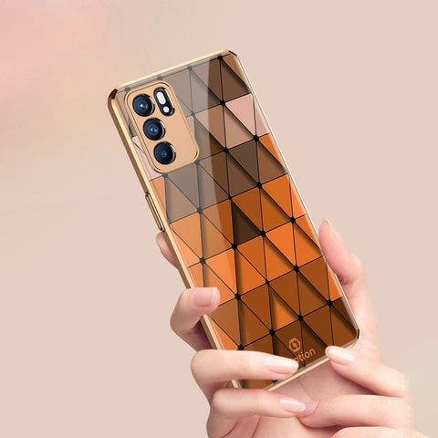 Oppo Reno 6 Pro 5G Cover - ONation Pyramid Series - Premium Electroplated Infinity Ultra Shine Glass Soft Silicon Borders Case