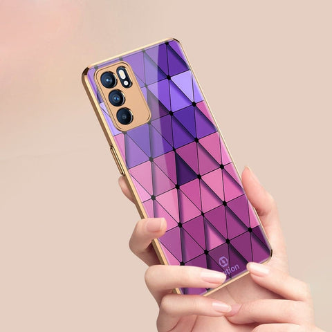 Oppo Reno 6 Pro 5G Cover - ONation Pyramid Series - Premium Electroplated Infinity Ultra Shine Glass Soft Silicon Borders Case