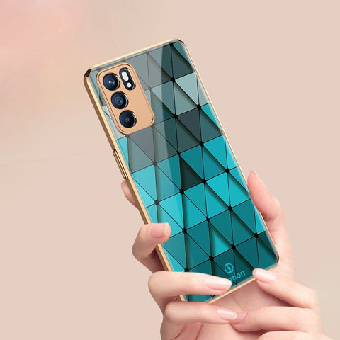 Oppo Reno 6 Pro 5G Cover - ONation Pyramid Series - Premium Electroplated Infinity Ultra Shine Glass Soft Silicon Borders Case