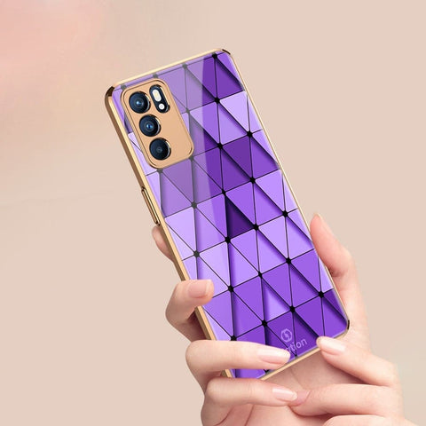 Oppo Reno 6 Pro 5G Cover - ONation Pyramid Series - Premium Electroplated Infinity Ultra Shine Glass Soft Silicon Borders Case