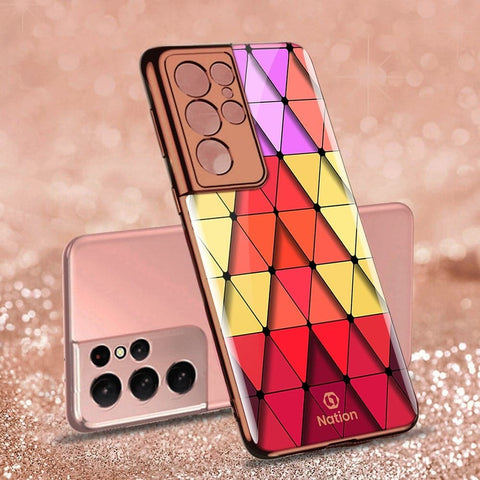 Samsung Galaxy S21 Ultra 5G Cover - Onation Pyramid Series - HQ Ultra Shine Premium Infinity Glass Soft Silicon Borders Case