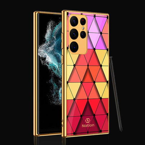 Samsung Galaxy S22 Ultra 5G Cover- Onation Pyramid Series - Premium Electroplated Infinity Ultra Shine Glass Soft Silicon Borders Case