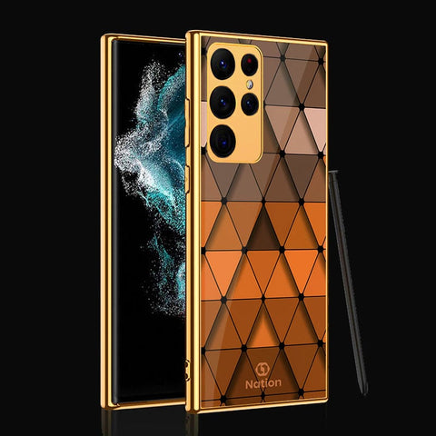Samsung Galaxy S22 Ultra 5G Cover- Onation Pyramid Series - Premium Electroplated Infinity Ultra Shine Glass Soft Silicon Borders Case
