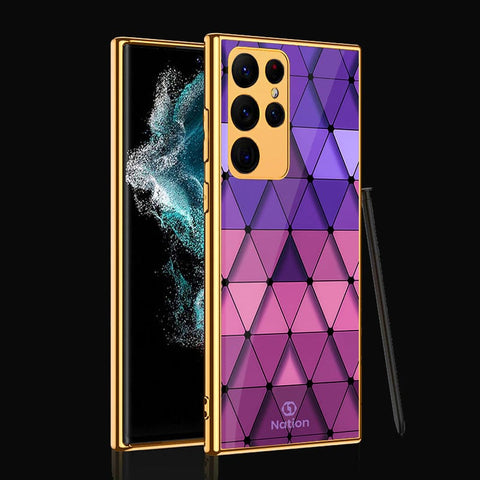 Samsung Galaxy S22 Ultra 5G Cover- Onation Pyramid Series - Premium Electroplated Infinity Ultra Shine Glass Soft Silicon Borders Case